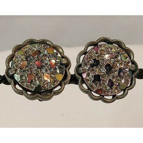 Vintage Elizabeth Morrey Designer Iridescent Rainbow Art Glass Clip On Earrings - Picture 2 of 9